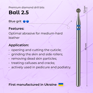 Broca Profesional de Diamante para Uñas, 2.5mm, Grano Azul, para Refinar Cutículas - Product Image 3