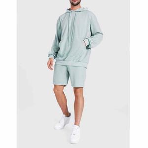 Wholesale Custom Pullover Hoodies Shorts and Hoodie Jogger <b>Set</b> Unisex High Quality French Terry 100% Cotton Men Hoodie Short <b>Set</b> - Product Image 3