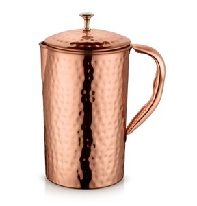 Pichet en métal en cuivre inspiré de l'Ayurveda avec corps arrondi et surface polie mate conçue pour un usage quotidien et la décoration intérieure - Product Image 5