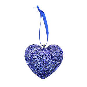 Purple Glitter Heart Shape Hanging Ornement De Noël Décoration De Découpe En Métal pour Arbre Maison Vacances Cadeau De Fête Pièce - Product Image 2