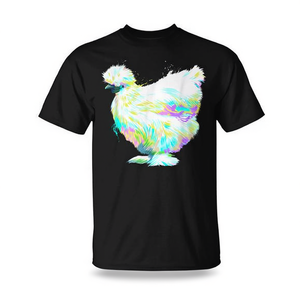 T-shirt coloré Splash Silkie Chicken pour adulte, unisexe, noir, taille moyenne - Product Image 2