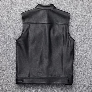 Haute qualité personnalisé hommes gilet en cuir véritable coupe-vent motards gilet à la mode élégant moto veste en gros - Product Image 6