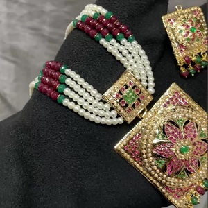 Exquis Royal Élégant Traditionnel Jadau Perle Look Collier Ensemble avec Boucles D'oreilles Designer Collier Ensemble Pour Femmes Et Filles - Product Image 1