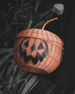 Adorable Cubo de Calabaza de Ratán Tejido a Mano, Diseñado para Halloween, para Guardar Dulces Decorativos, Proveedor de Artesanía de Vietnam, OEM ODM - Product Image 3