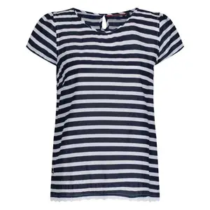 Women's T-Shirt Crew Neck Shirt with Stripes Short Sleeve / Long Sleeve with Crew Neck Striped Cotton Blouse Tops White /Blue