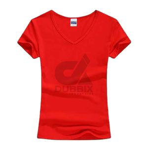 T-shirt col en V 100 % coton pour femmes et filles, vierge, personnalisable avec logo numérique, tendance, vente en gros - Product Image 2