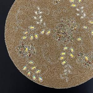 Handmade Embroidery Satin Luxury Eco-Friendly Customizable <b>Beaded</b> <b>Placemat</b> Charger Mat for Home Wedding Party Table Decoration - Product Image 5
