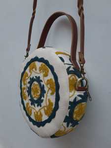 Sacs à bandoulière en tissu brodé en coton de haute qualité avec poignée en cuir et fermeture à glissière, sacs à main pour femmes, accessoires pour femmes - Product Image 4