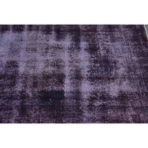 Tapis Turc Vintage Moderne Violet 3.5 X 4.7ft Laine Faite à la Main Patchwork Design Grand Rectangle Forme pour Couloir Chevet Latex - Product Image 5