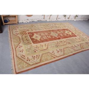 Alfombra de lana de retazos Beige tradicional, pasillo rectangular hecho a mano, 6,5 pies X 9,7 pies para sala de estar, dormitorio, látex de Poliéster Viscosa - Product Image 3