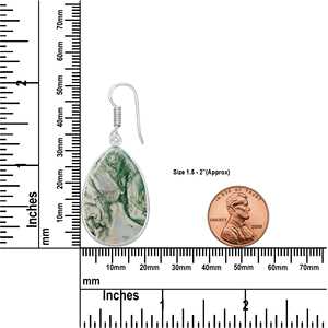 Pendientes de Ágata Musgosa Pulida de Alta Calidad, Pendientes de Latón Plateado, Colección de Boda de Ágata Musgosa para Mujer, Joyería de Moda - Product Image 2