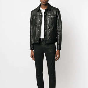 Chaqueta para Hombre de Piel de Oveja, Chaqueta de Cuero PU de Diseño Vintage, Cuello Camisero, Chaqueta Casual de Invierno para Motocicleta, Venta al por Mayor - Product Image 2