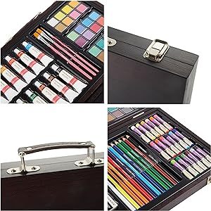 Juego de Arte de Lujo para Niños de 73 Piezas con Pasteles al Óleo, Marcadores, Acuarelas y Lápices de Colores, en Caja de Madera Portátil con Asa, Certificado EN71 - Product Image 5