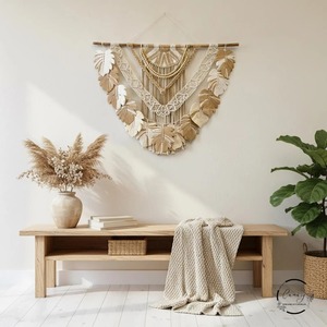 Décoration murale en feuille de bois marron pour la décoration bohème de la maison, salon élégant, chambre à coucher et intérieur moderne, provenance d'Inde - Product Image 2