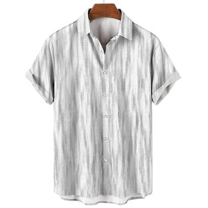 Chemise à manches courtes imprimée irrégulière à rayures pour hommes avec un design minimaliste décontracté Polo chemise d'été mode de rue chemise pour hommes - Product Image 4
