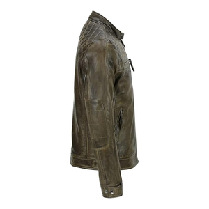 แจ็กเก็ตหนังแท้แบบติดกระดุมติดกระดุมเสื้อแจ็กเก็ตฤดูหนาวหนังวัวแท้สำหรับผู้ชายโลโก้ตามสั่ง - Product Image 2