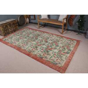 Tapis vintage de grande taille 5,1 x 8,8 pieds, tapis turc, tapis à carreaux rouges - Product Image 1