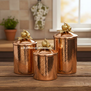 Boîte à thé en acier inoxydable martelé artisanal de luxe avec couvercle en forme de citrouille, rangement de cuisine écologique - Product Image 2