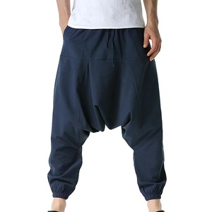 Pantalones Deportivos Casuales Blancos Holgados para Hombre, con Cordón, Estilo Informal para Otoño, Pantalones de Yoga Holgados, Pantalones Bombachos con Bolsillos, Estilo Frente Plano, Algodón OEM - Product Image 4