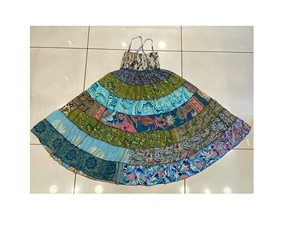 Falda de siete capas de seda de cintura alta para mujer, ropa de fiesta bohemia, Vestido largo de retazos, ropa de verano para dama de honor - Product Image 6