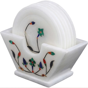 Ensemble de sous-verres en marbre et Kayampura de conception naturelle en forme de coeur Lot de 4 tapis et tampons pour la maison et le bureau de l'hôtel Option - Product Image 2