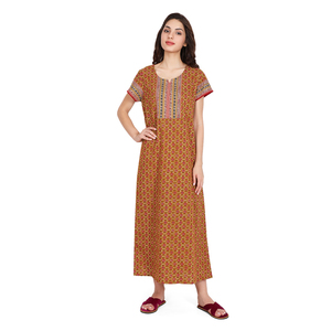 ชุดนอนผ้าฝ้าย100% สำหรับผู้หญิงชุดนอนยาวงานถักทอมีหลายสีและขนาด - Product Image 1