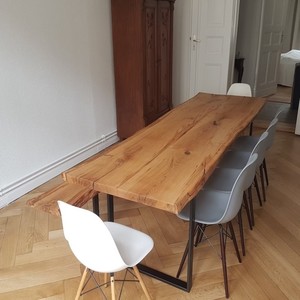 Handcrafted Live Edge Solid <b>Wood</b> <b>Dining</b> <b>Table</b> with Matte Black Steel Frame Legs Modern <b>Rustic</b> Industrial Farmhouse Kitchen <b>Table</b> - Product Image 1