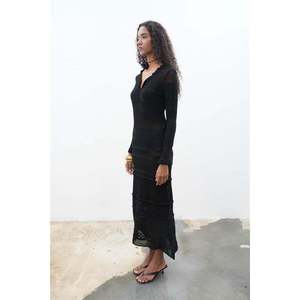 Vestido de Punto Mirca Maxi 2798 con Detalle de Volantes y Transparencias, Cintura Natural - Product Image 4