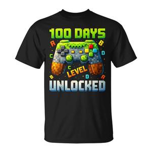 T-shirt da gaming pixel per ragazzi - Edizione promozionale '100 giorni di scuola: livello sbloccato' - Product Image 1