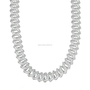 High Quality Custom Miami Hip Hop VVS Moissanite Diamond Necklace with <b>Rope</b> <b>Chain</b> Bezel Setting Yellow Gold From India Gift - Product Image 3