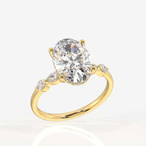 Bague de fiançailles en moissanite taille ovale, or 9 carats, élégante et luxueuse - Product Image 2