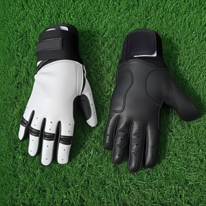 Gants de frappe de baseball professionnels en cuir blanc pêche, poignée souple personnalisée, antidérapants, ambidextres, fermeture à boucle et crochet, joueurs adultes - Product Image 5