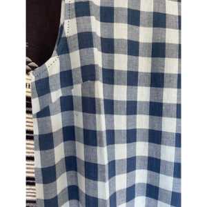 Vestido de Algodón Mala con Estampado a Cuadros Índigo, Cintura Elástica, Transpirable, Estilo Casual, Largo hasta la Rodilla, Talla Única, Vestidos de Moda ODM - Product Image 3