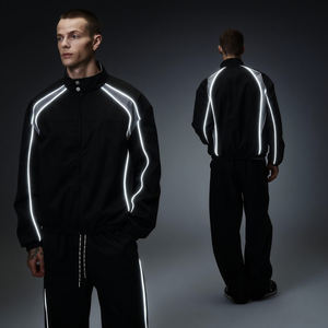 QUICKSHOW <span class=keywords><strong>Giacca</strong></span> Streetwear Riflettente da <span class=keywords><strong>Uomo</strong></span> con Zip da Moto e Sport a Strisce Laterali in Nylon - Product Image 1