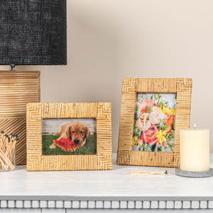 Hot Product Handmade Wicker Rattan <b>Photo</b> <b>Frame</b> | Rattan Water Hyacinth Decoration Wall Picture <b>Frame</b> 2 Colors for Home Decor - Product Image 4