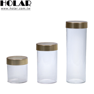 [Holar] Taiwan Made Premium Organization Round Gold Side Lid Plastic Clear <b>Food</b> Storage <b>Jar</b> - Product Image 1