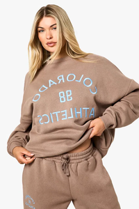 Sweat-shirt décontracté surdimensionné pour femme en molleton doux, personnalisable avec impression frontale, pull uni, écologique et respirant - Product Image 6