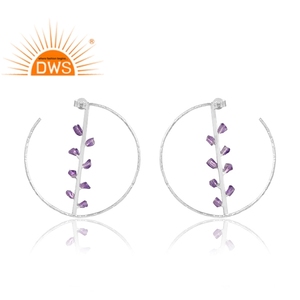 Pendiente colgante de piedras preciosas de amatista Natural de plata de ley de diseño caliente, joyería de diseño personalizado para mujer, regalo para ella - Product Image 4