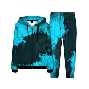 Conjuntos Deportivos de Invierno para Hombre al por Mayor, con Capucha y Estampado Tie-Dye, Transpirables, Ligeros, de Secado Rápido, Cintura Elástica y Mangas Largas - Product Image 1