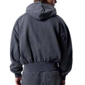 เสื้อฮู้ดสตรีทแวร์ผู้ชายแบบสั่งทำพิเศษ พร้อมงานปักและงานพิมพ์โลโก้แบบกำหนดเอง เสื้อฮู้ดซิปแบบโอเวอร์ไซส์สำหรับผู้ชายและผู้หญิง - Product Image 5