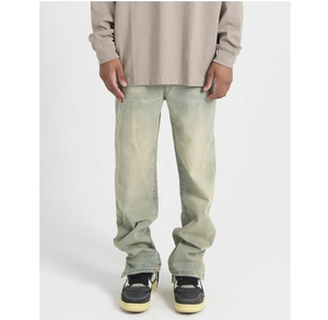 Pantalones Vaqueros Personalizados para Hombre, Pantalones de Mezclilla con Dobladillo Abierto, Lavado, Corte Recto - Product Image 5