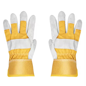 Diseño personalizado Guantes de seguridad de cuero de vaca Construcción industrial Soldador Guantes DE TRABAJO Precio al por mayor Guantes de trabajo de doble palma - Product Image 2