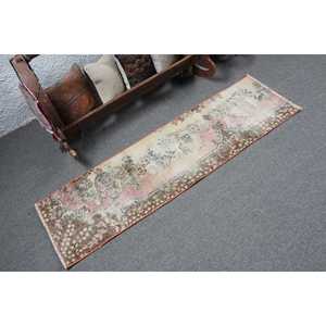 Tapis de 1,3 x 4,8 pieds, tapis vintage, tapis turc en laine marron avec motifs de plantes et d'arbres - Product Image 2
