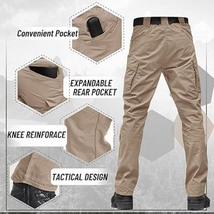 Pantalon cargo décontracté pour homme Pantalon d'hiver grande taille Fermeture à taille élastique Taille moyenne Léger Plat Devant Design Multi-poches - Product Image 5