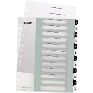 Leitz WOW DIN <b>A4</b> Extra Wide Number Register 1-12 Polypropylene File <b>Folder</b> in Black/White - Product Image 1