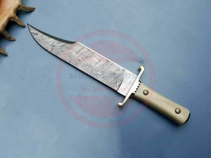 Custom Handmade Damascus Steel Hunting Bowie <b>Knife</b> With Comfortable Grip Wood Handle Hunting Bowie <b>Knife</b> - Product Image 2