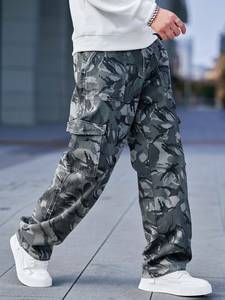 กางเกงคาร์โก้ขายาวแบบลำลองลายพรางสำหรับผู้ชายกางเกงคาร์โก้ขากว้างทรงหลวมดีไซน์ย้อนยุค - Product Image 6