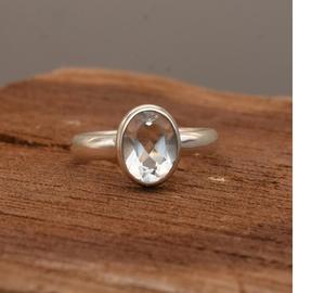 Anillo de cuarzo de cristal transparente en Plata de Ley 925, joyería de piedras preciosas naturales, elegante anillo de cuarzo transparente para mujer, regalo para ella - Product Image 2