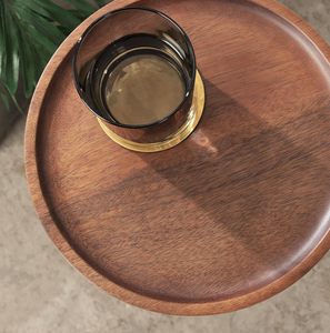 Table de boisson ronde en bois et en métal de vente chaude pour une utilisation comme support de piédestal de plante ou tables de boisson d'or d'accent de salon - Product Image 4