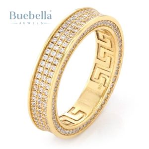 Venta caliente delicada Plata de Ley 925 3 filas Pave Setting Hiphop Eternity Band para hombres - Product Image 1